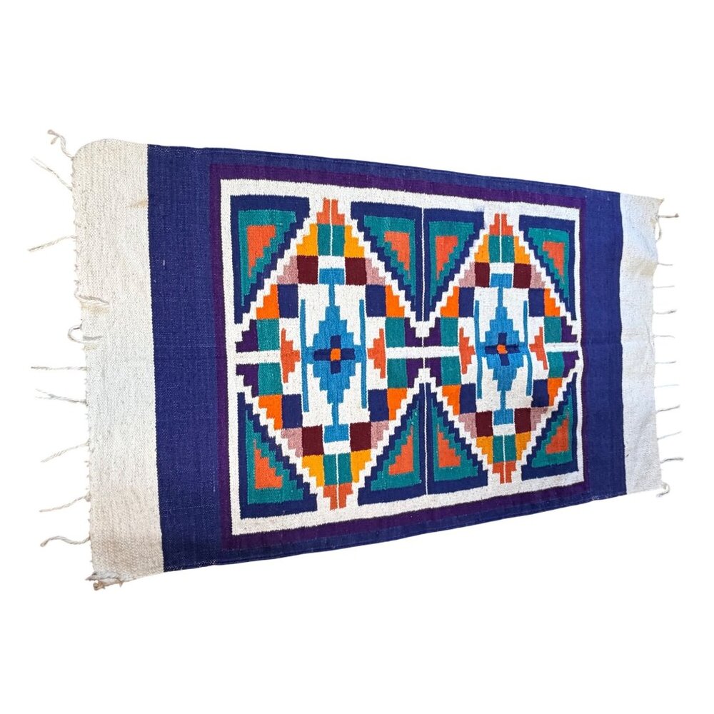 Handwoven Wool Area Rug Vibrant Multicolor Tribal Design Boho Home Décor